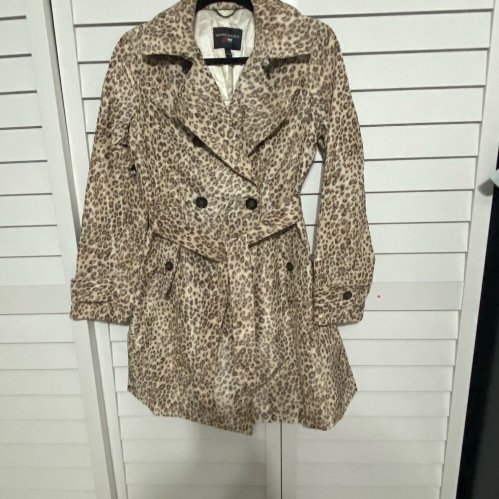Banana Republic Leopard Print Trench Coat - Beige and Brown